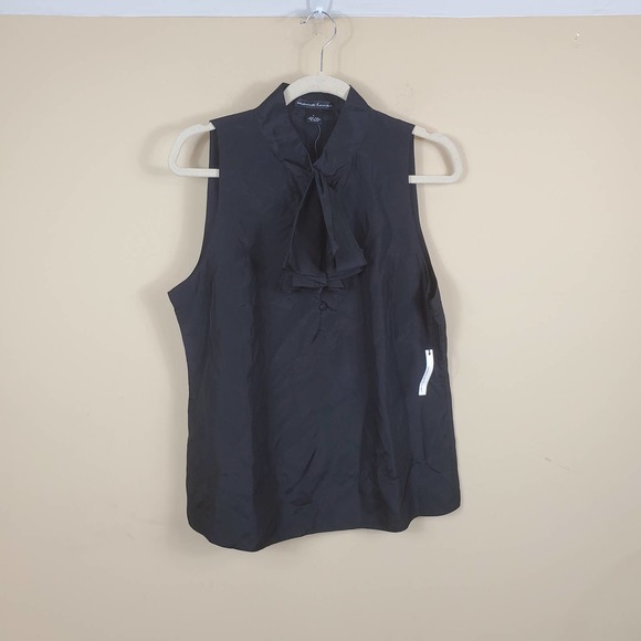 Marina Luna Tops - Marina Luna Black Ruffle Sleeveless Blouse Size L